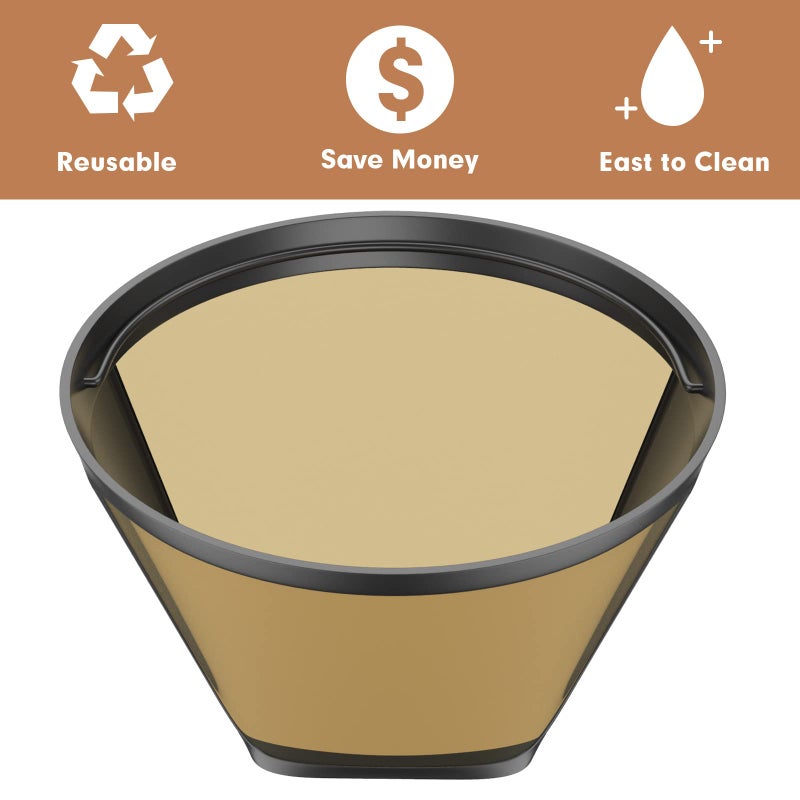 nicelucky Reusable Cone Shape Coffee Filter 6-12 Cup Compatible with Cuisinart Coffee Filter,Compatible with Ninja Coffee Bar Brewer-(2 sliver pack) - Image 3